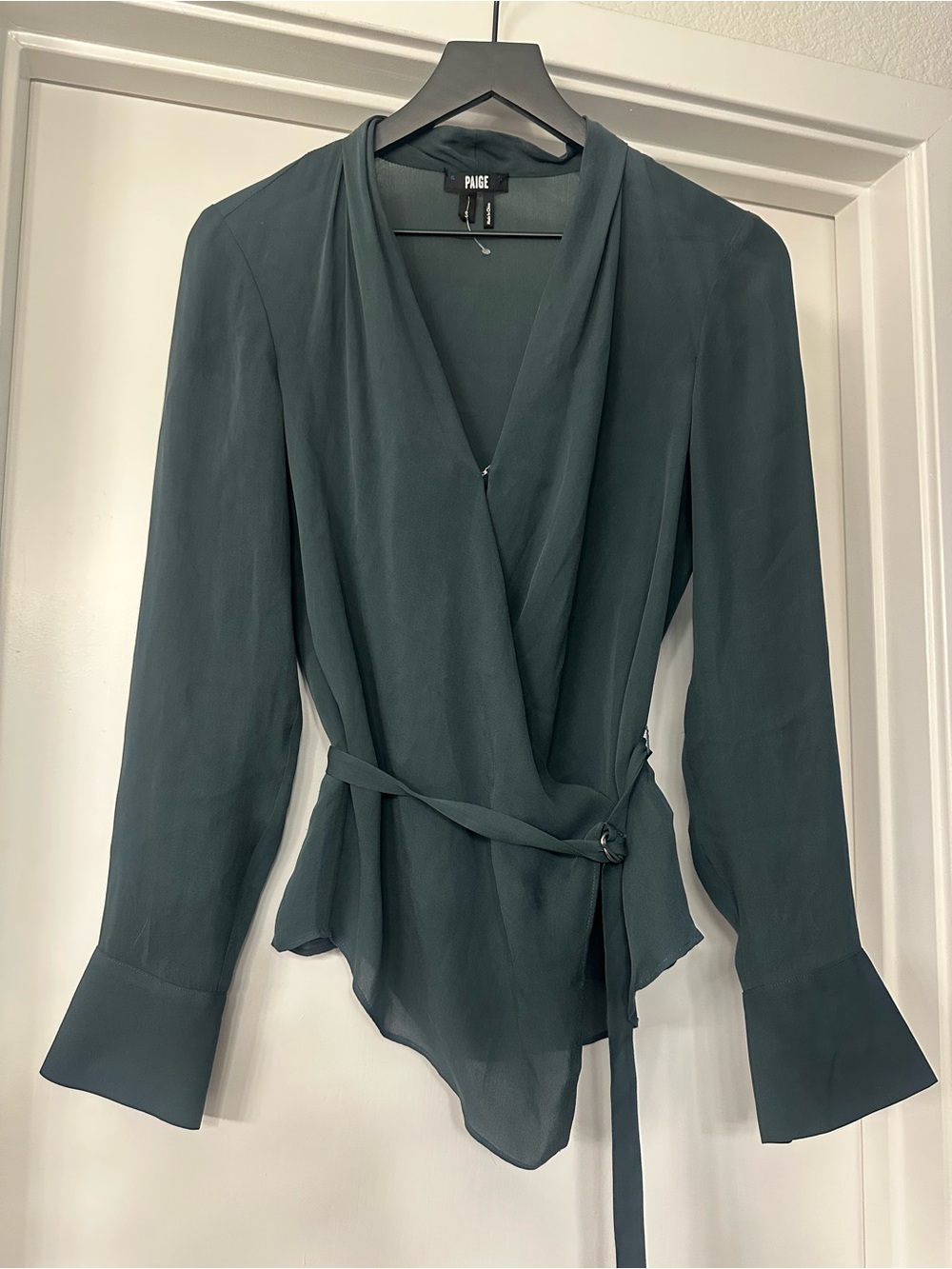 PAIGE Deep Teal Wrap Blouse